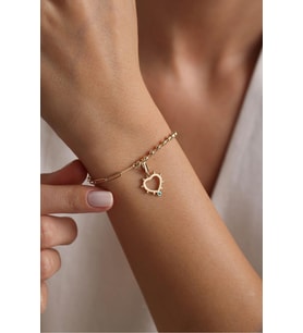 Mavi Mineli Kalp Charm Bileklik