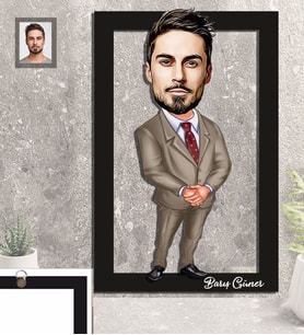 Kişiye Özel Öğretmen Karikatürlü 3D Ahşap Tablo 30x47 Bay-17