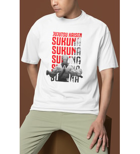 Jujutsu Kaisen Ryomen Sukuna Baskılı Unisex Oversize Anime Dizi Karakter Tişört