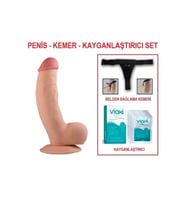 20 cm Belden Bağlamalı Realistik Dildo Penis Set