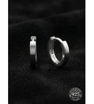 925 Ayar Gümüş Rodyum Kaplama Yuvarlak Tragus - Piercing Halka Küpe - Çift (2x9mm)