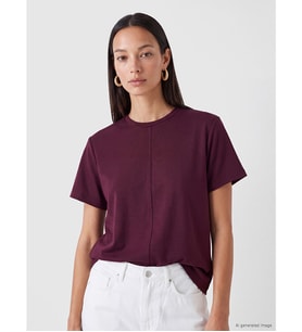 LCW Petite Bordo Soft Touch Asimetrik Kesim Kadın Tişört