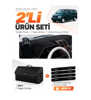MERCEDES VITO W638 (1996-2003) Uyumlu Torpido Örtüsü + Deri Bagaj Çantası + Sticker Seti - Siyah