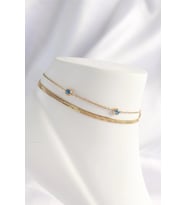 Durukar® 316L Çelik Gold Renk Nazar Boncuk Tasarımlı 2li Halhal