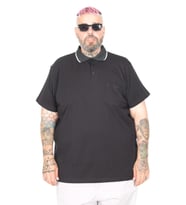 Mode XL Büyük Beden T shirt Polo Likralı Süprem Cepli 21558 Siyah