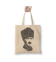Mustafa Kemal Atatürk 016 Beyaz Bez Çanta Uzun Saplı Alışveriş Çantası Plaj Çantası