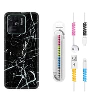 Xiaomi Poco X3 Pro M4 Pro X4 Pro C40 10C Kılıf Kablo Koruma Spiral Silikon Black Marble 3 1382