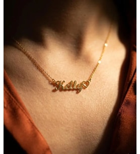 Kişiye Özel 925 Ayar Gümüş Minimal Kalp İsim Kolye (Gold)