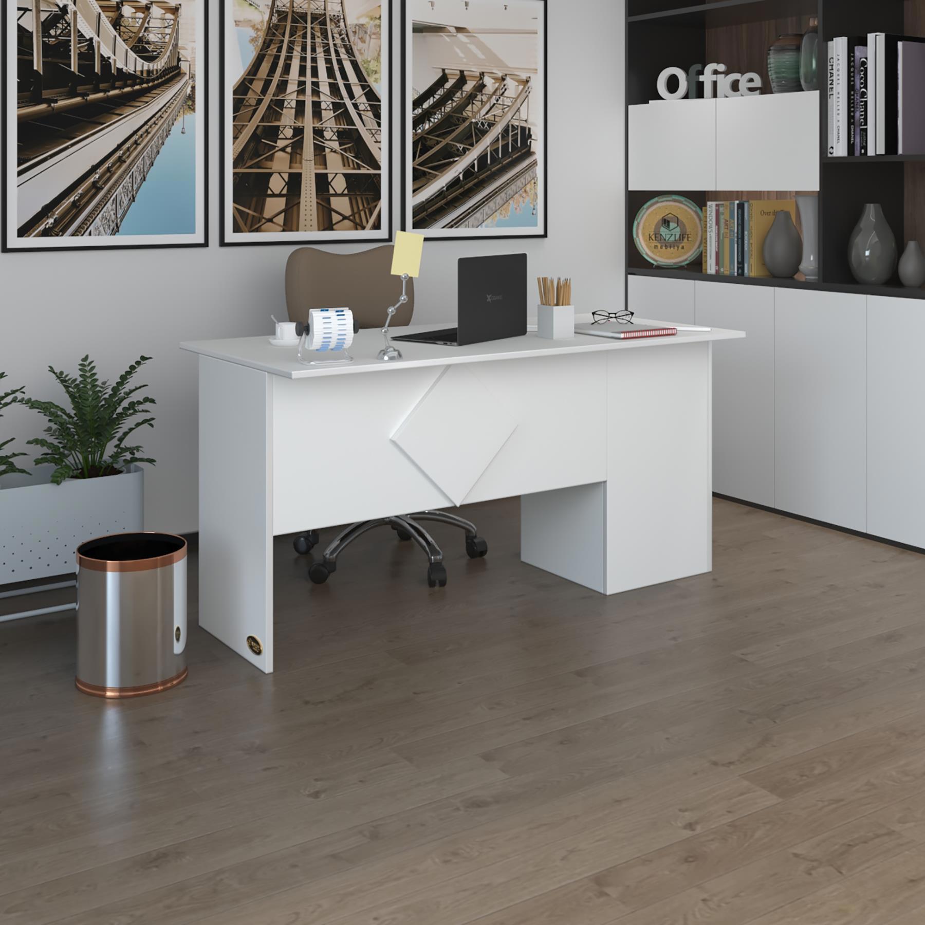 Kenzlife ofis masası yoko ono byz sol 75*110*60 kilitli kapaklı dolap eşkenar bilgisayar çalışma masası (Karışık)