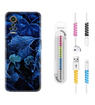 General Mobile GM 21 Pro GM 22 Pro Plus Kılıf Kablo Koruma Spiral Silikon Blue Foid 1628
