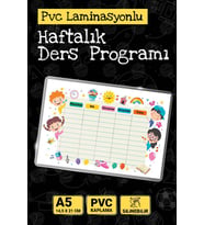Haftalık Ders  Programı Pvc Laminasyonlu  Silinebilir - A5- 14.5x21 cm Çocuk Odası Kreş Anaokulu Duvar -T984