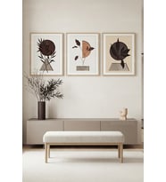 Modern Minimalist Soyut Botanik Desenler 3’lü Ahşap Çerçeveli Tablo Seti