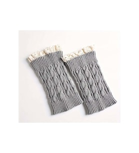 KADINLAR İÇİN MODA, ŞIK, ÖRGÜ DANTELLİ, BOT İÇİ YUMUŞAK, ESNEK, BACAK ISITICILARI ACR7565 (Gri)