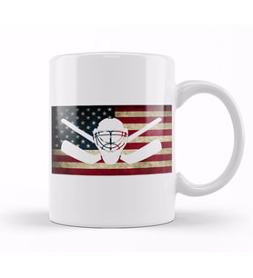 American Flag Hockey Goalie USA Ice Hockey Kupa Bardak Porselen
