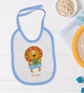 BK Kids Kişiye Özel Mavi Bebek Mama Önlüğü - Model 155