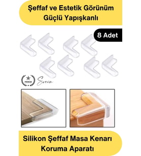 #KöşeKoruma Silikon Şeffaf Masa Kenarı Koruma Aparatı 8 Adet Yapışkanlı Köşe Koruyucu Bebek Çocuk Gü