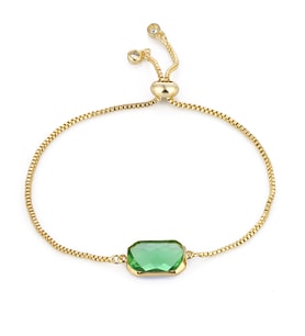 Forentina Bayan Yeşil Taşlı Gold Asansör Bileklik PS3578