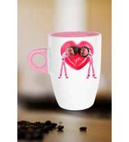 Mutlu Çiftler Love Kalp Baskılı Hediye Kupa Bardak Porselen Latte Filtre Kahve Fincanı