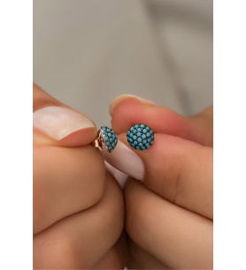 925 Ayar Gümüş Minik Turkuaz Taşlı Top Küpe