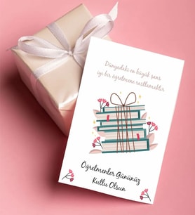Öğretmenler Günü Not / Teşekkür Kartı 7x10 cm. Öğretmenler Gününüz Kutlu Olsun-36 Adet
