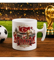 BK Gift Türkiye Taraftar Temalı Dünya Futbol Kupası Tasarımlı Hammer Kupa Bardak-7 Tek Yürek Milli Takım Ruhu