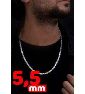 Erkek Gümüş Kolye - 5.5mm Parlak Euro Kral Model Erkek Kolye Zincir