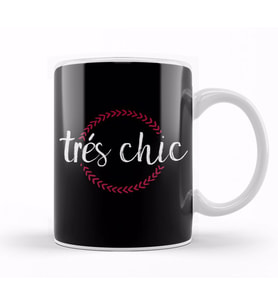 French Slogan Tres Chic Circle Kupa Bardak Porselen