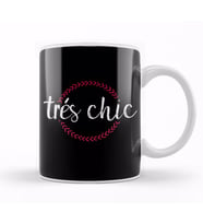 French Slogan Tres Chic Circle Kupa Bardak Porselen