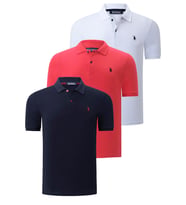 ÜÇLÜ SET T8561 DEWBERRY ERKEK T-SHIRT-LACİVERT-BEYAZ-NAR (Karışık)