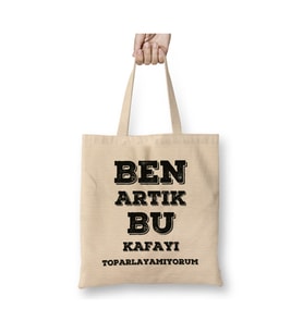 Komik Söz Bu Kafayı Toparlayamıyorum Beyaz Bez Çanta Uzun Saplı Alışveriş Çantası Plaj Çantası