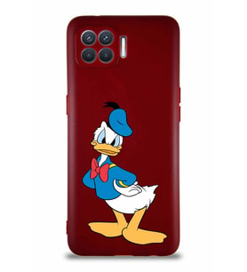 Oppo Reno 4 Lite Soft Premier Kapak Donald Duck-D Tasarımlı Silikon Kılıf - Mürdüm (Şeffaf)