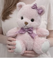 Sevimli Puf Pembe Ayı Peluş 30 cm (Pudra Pembe)