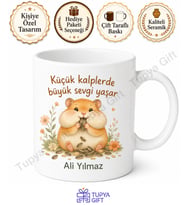Hamster Sever Temalı Baskılı Kupa Bardak Hediye Porselen Mug