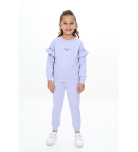 Toontoy Kız Çocuk Baskılı Eşofman Takım (Mavi)
