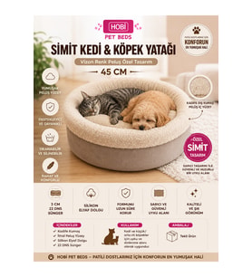 Ultra Yumuşak Peluş Pet Yatağı, Konforlu ve Şık 45 cm Kedi & Köpek İçin