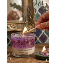 Kır Çiçeği Rüyası Mum - Mumelia Candles Doğal Soya Cam Kasede Lavanta Bahçesi Tasarım Dekoratif Mum