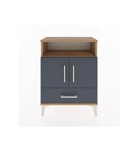 Arges Komodin 3 Raflı Tek Çekmeceli 2 Kapaklı 60x30x80 Çam-Antrasit