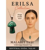 Sertifikalı Mantar Model Malahit Taşı Kolye - Denge ve Şifa Veren Doğal Taş Kolye (Çok Renkli)