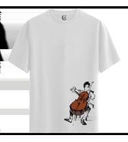 Cello Player - %100 Pamuklu Erkek Beyaz Tişört - Premium Quality (Siyah - Beyaz)