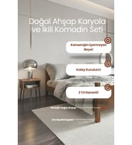 Melodi̇ Model Masif Ahşap Karyola ve 2 Adet Komodin Kolay Kurulum Fırınlanmış İthal Sibirya Çamı 180x200 Yatak Uyumlu 2 Adet Komodin