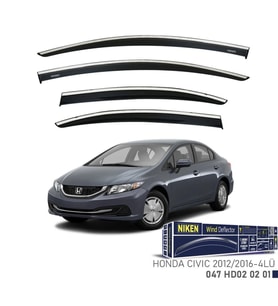 Honda Uyumlu Civic 2012-2016 Model Kromlu Cam Rüzgarlığı 4Lü Parça