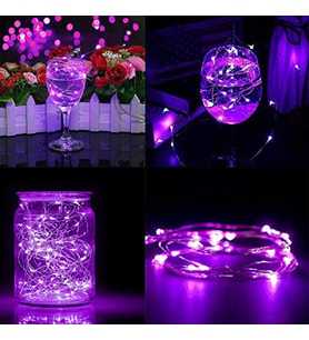 DEKOR DÜĞÜN IŞIKLARI PURPLE LED LİGHT 2 METRE MOR PİLLİ LED IŞIK PARLAK PERİ LED IŞIK MOR LED IŞIK