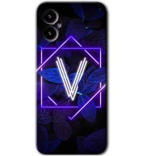 Omix X5 Kılıf HD Desen Baskılı Arka Kapak - Dark Neon Yaprak V Harfi