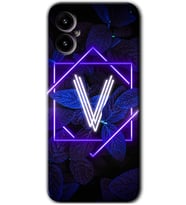 Omix X5 Kılıf HD Desen Baskılı Arka Kapak - Dark Neon Yaprak V Harfi