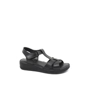 Zerhan G1015 Kadın Siyah Cırtlı Yumuşak Taban Comfort Sandalet Ayakkabı