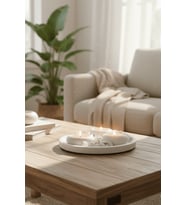 Dekoratif Mumluk Seti - 20 cm TEPSİ + 3’lü Yuvarlak Mumluk - MUM HEDİYELİ