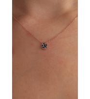 925 Ayar Gümüş Zincirli Rose Kaplama Mix Taşlı Güneş Kolye