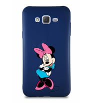 Samsung Galaxy J7 Core Soft Premier Kapak Minnie Mouse-D Tasarımlı Silikon Kılıf - Lacivert (Şeffaf)