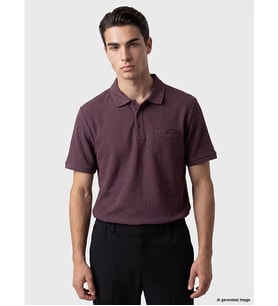LCWAIKIKI Classic Mor Polo Yaka Penye Erkek Tişört