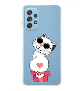 Samsung Galaxy A52s Uyumlu Kapak Cool Cat Tasarımlı Şeffaf Silikon Kılıf